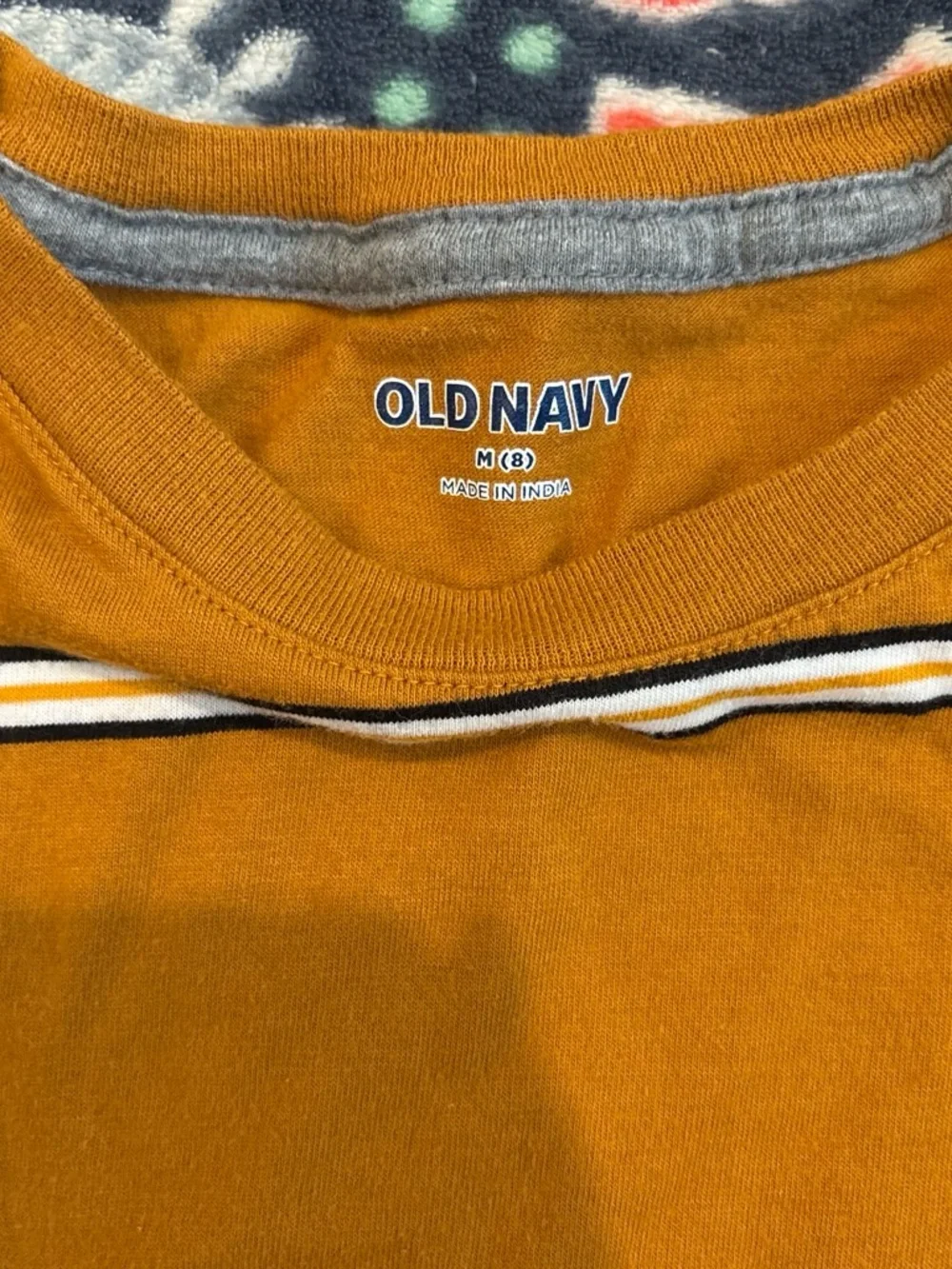 Old Navy Mustard Striped Long Sleeve Crewneck Top